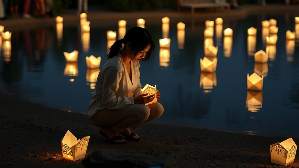 Night Ritual: Luminaria Boats Honor the Departed