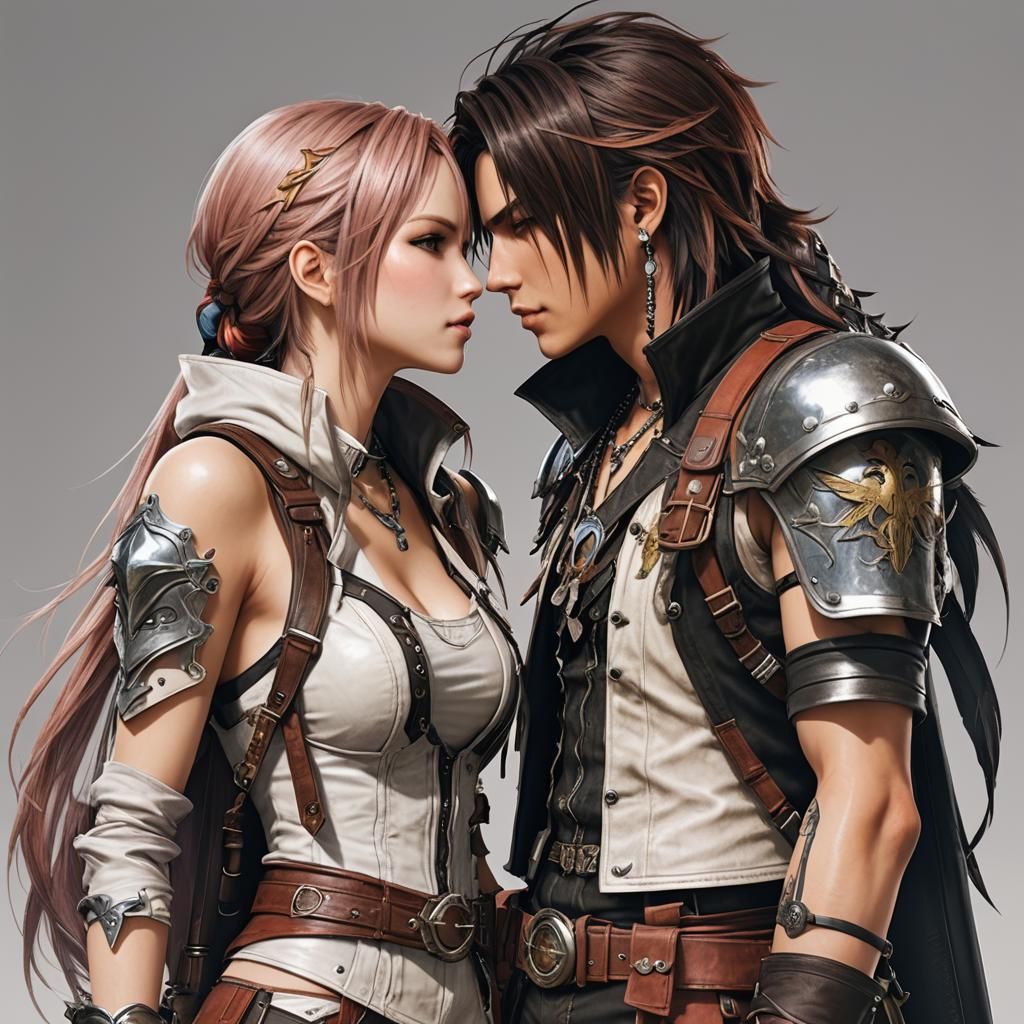 Fang and Vanille's Kiss in Final Fantasy XIII Style