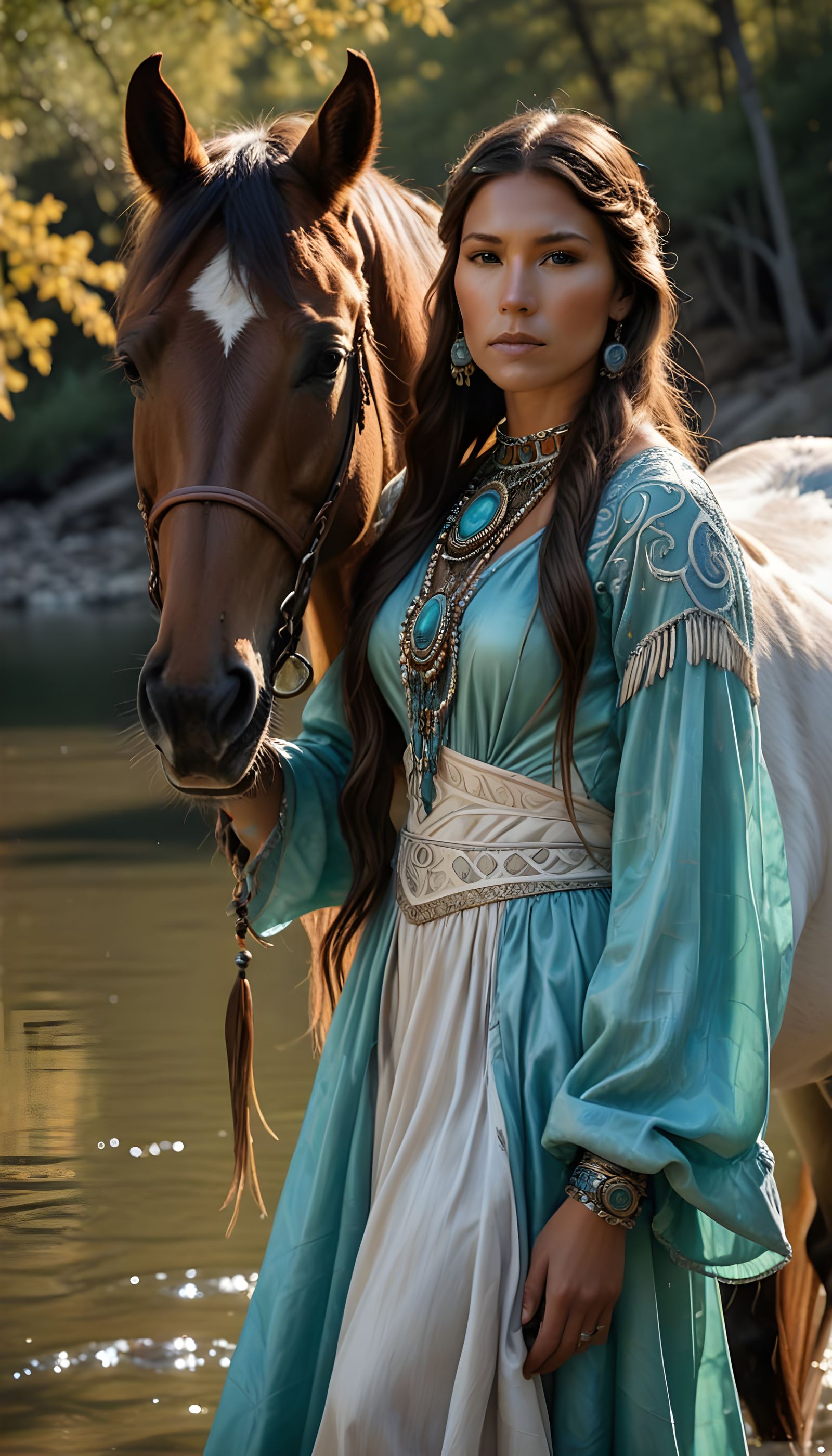 Native American woman with horse