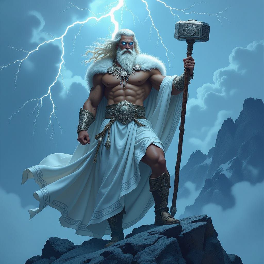 Perun, Slavic God of Thunder, in Art Nouveau Style