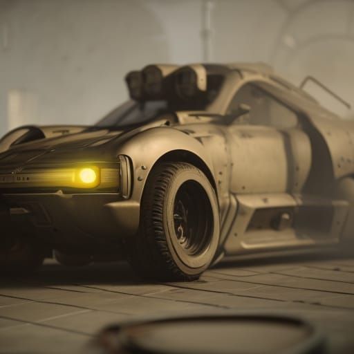 Epic Trabant 601 Monster Truck in Cyberpunk Style