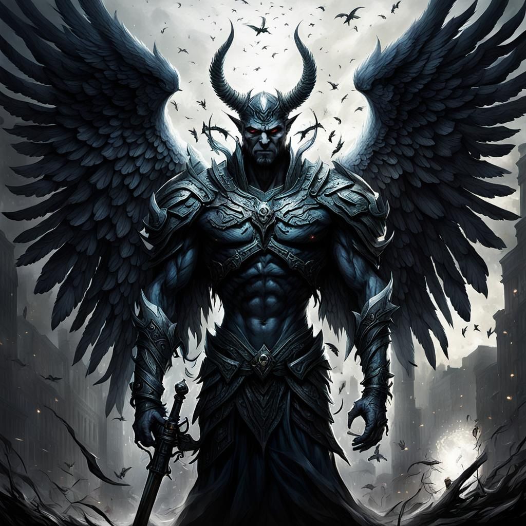 Angel Tempted by Demon in Ethereal Style