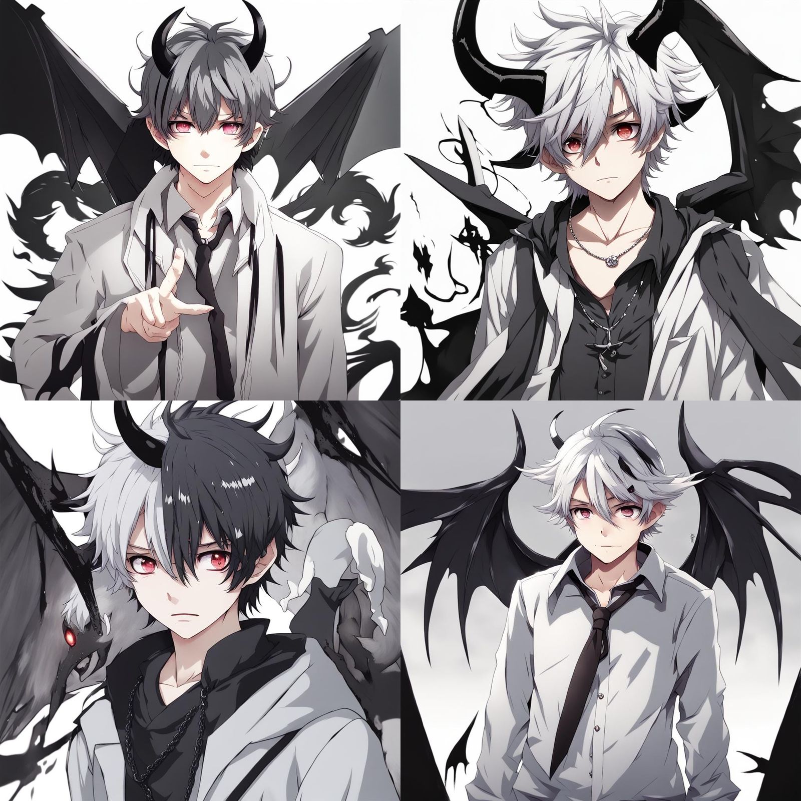 Anime Half-Demon, Half-Angel Character Design