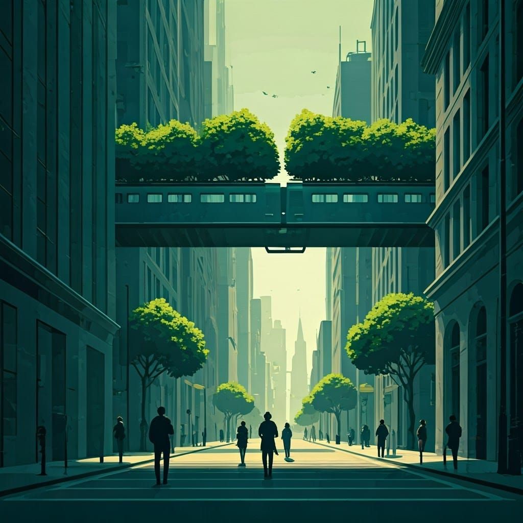Elegant Futuristic Cityscape in a Solarpunk Utopia