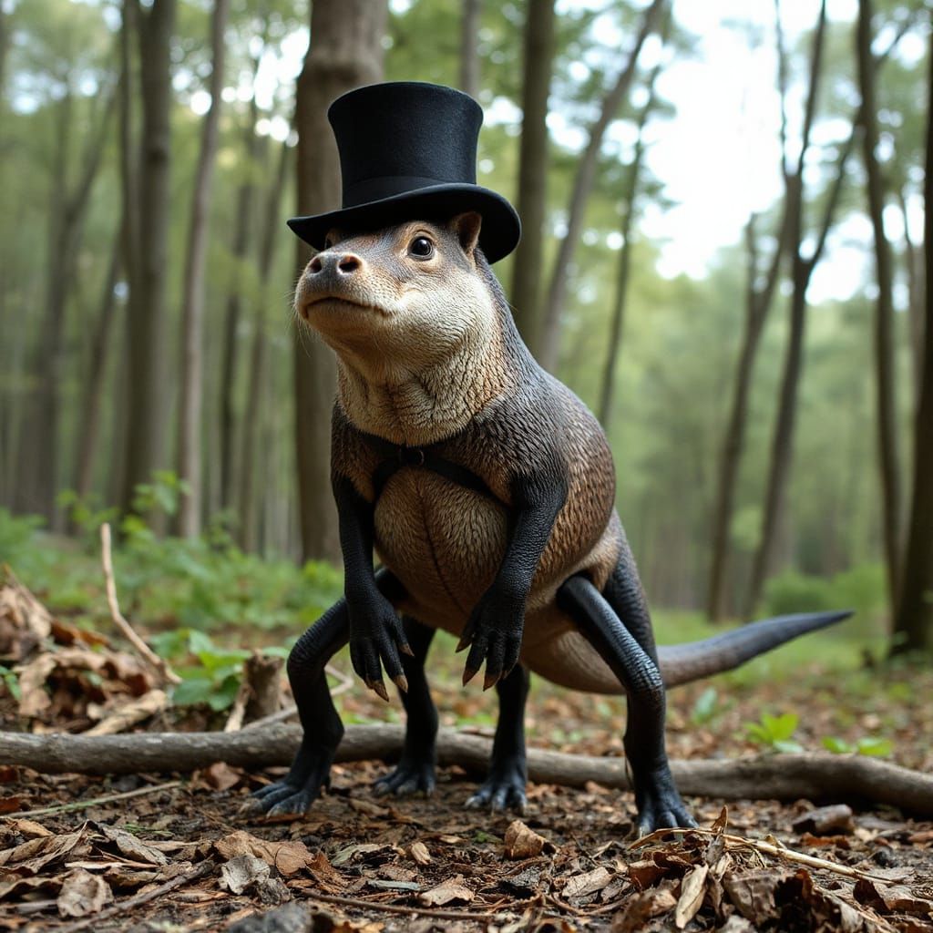 The Common Six Leg Wood Hopper, but wearing a Top Hat