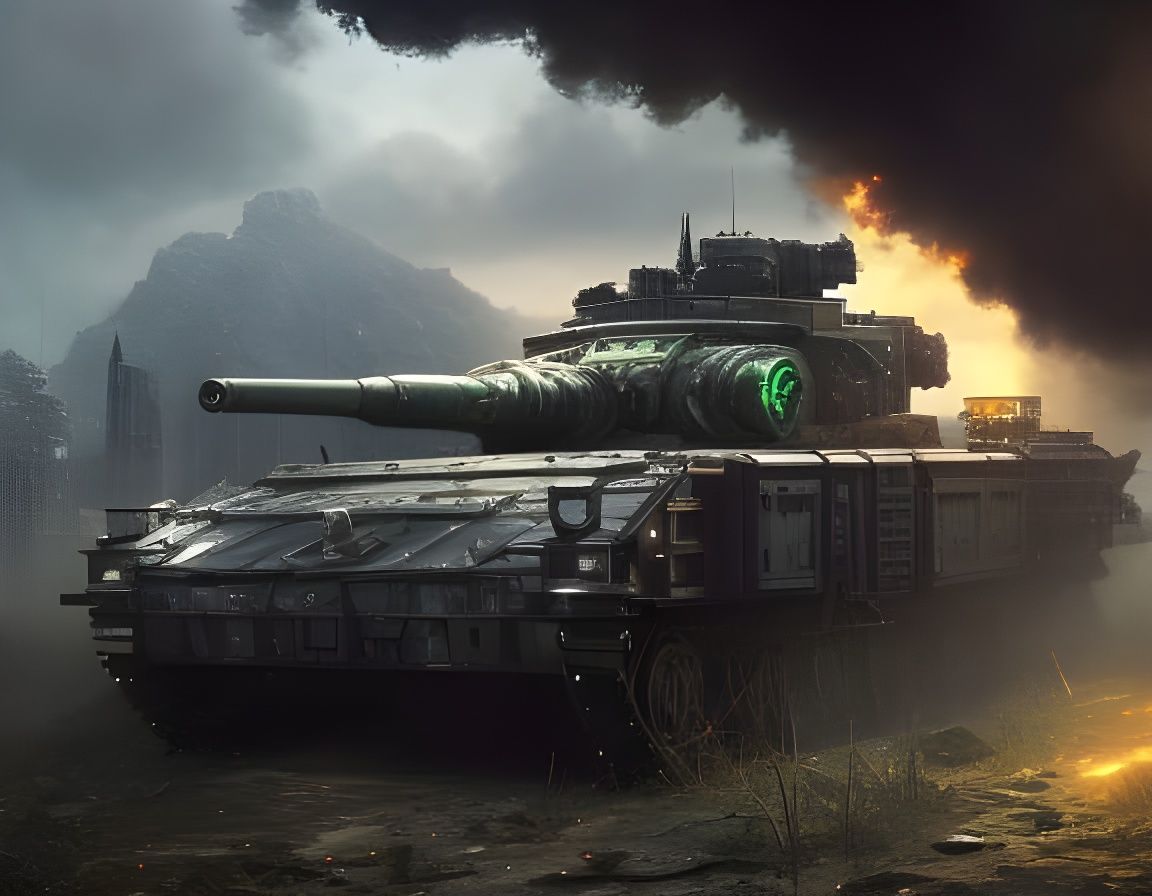 Abandoned Steampunk Tank in Dark Fantasy Style