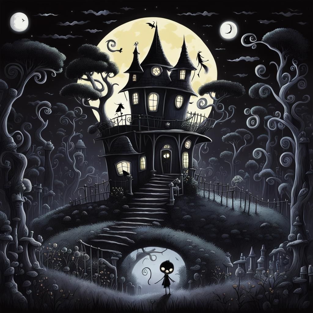 Day Meets Night in Burtonesque Cartoon Style