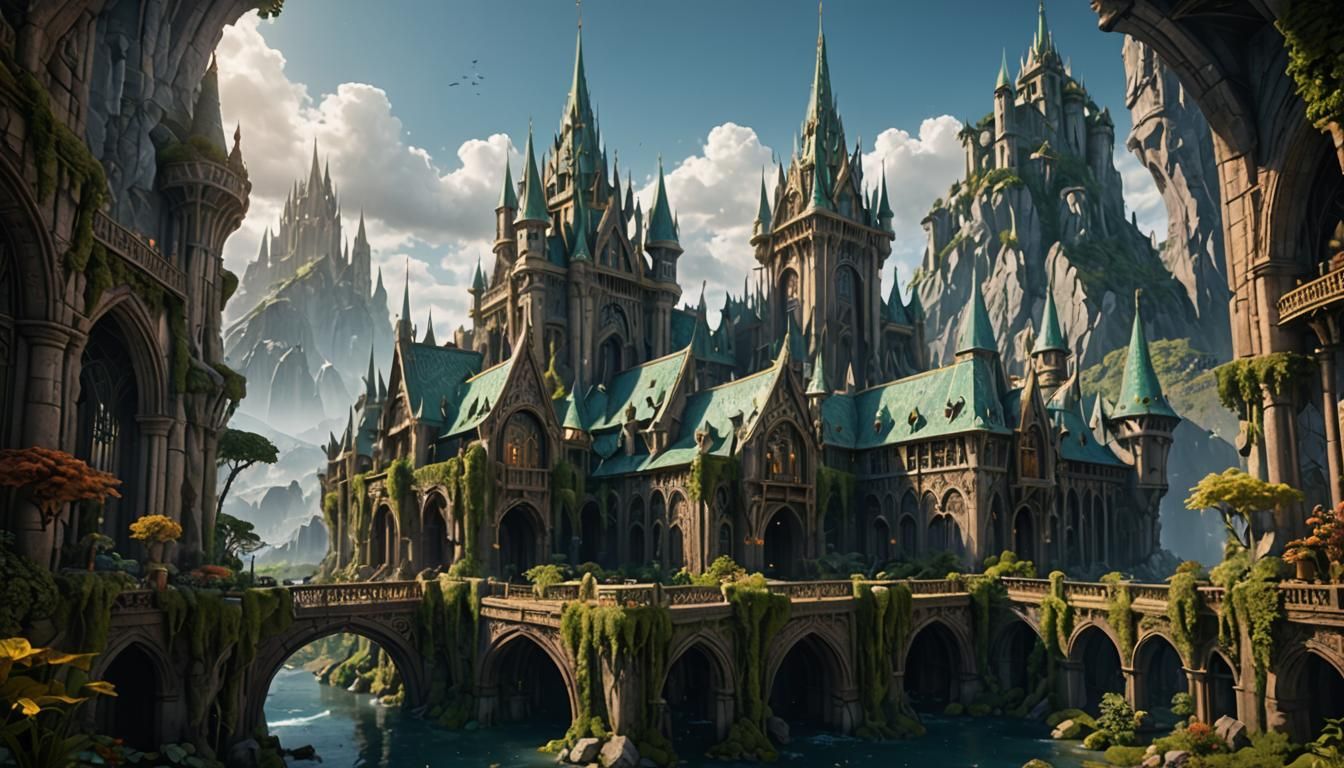 Fantastical Elven Palace Concept Art in 8k