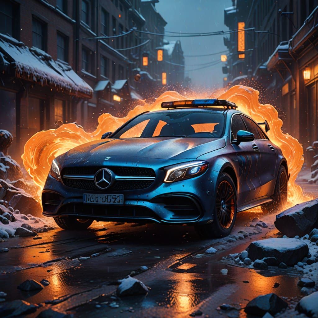 Epic Magma Mercedes Concept Art in Vibrant Fantasy Landscape...