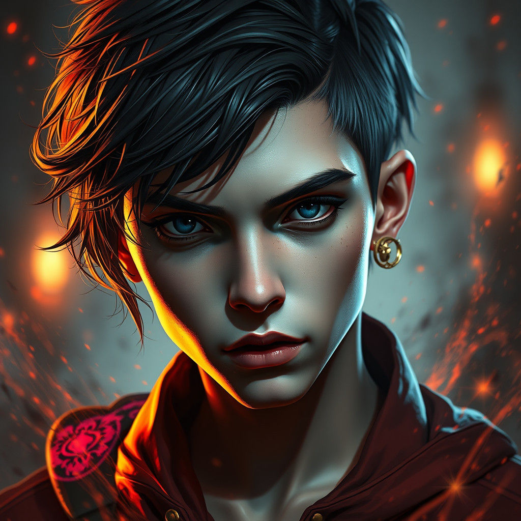 Detailed Portrait of a Gothic Boy