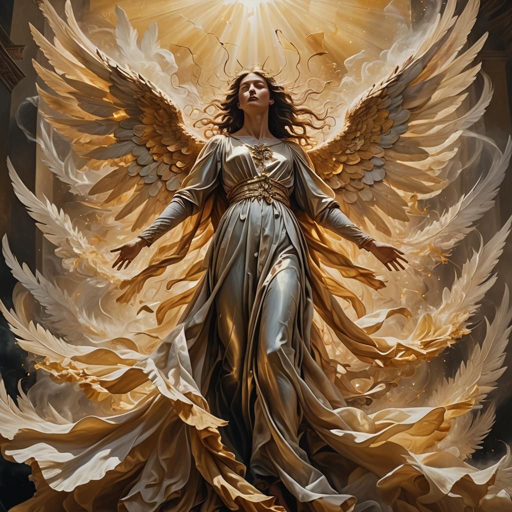 Angelic Figure Emerges in a Renaissance Style Painting