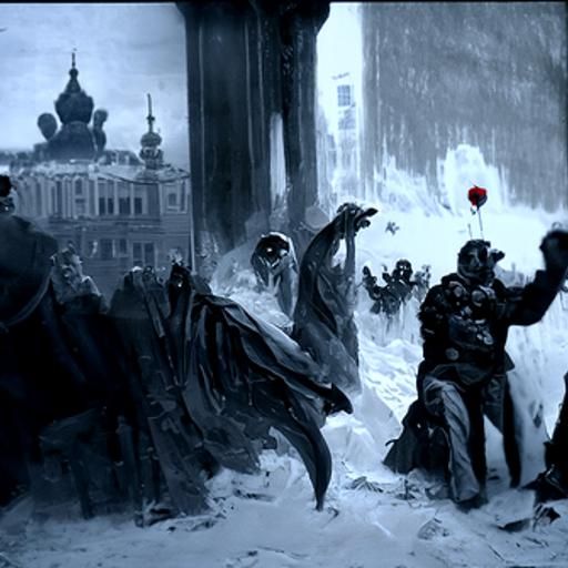Moscow Under Attack: A Gothic Horror Illustration