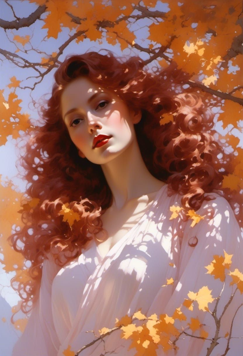 Elven Queen in Forest, Digital Art