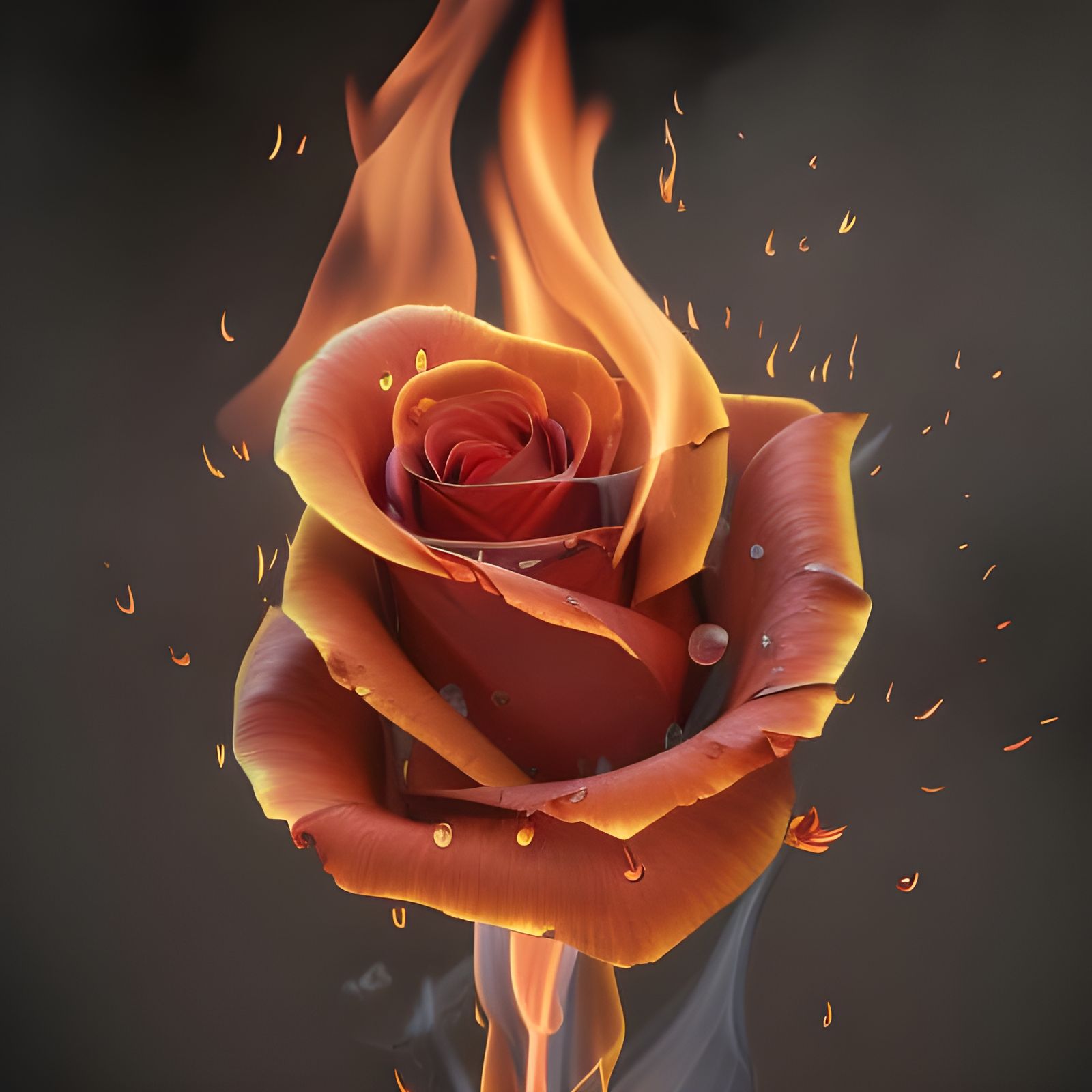 Fiery Red Rose in Hyperrealistic Detail