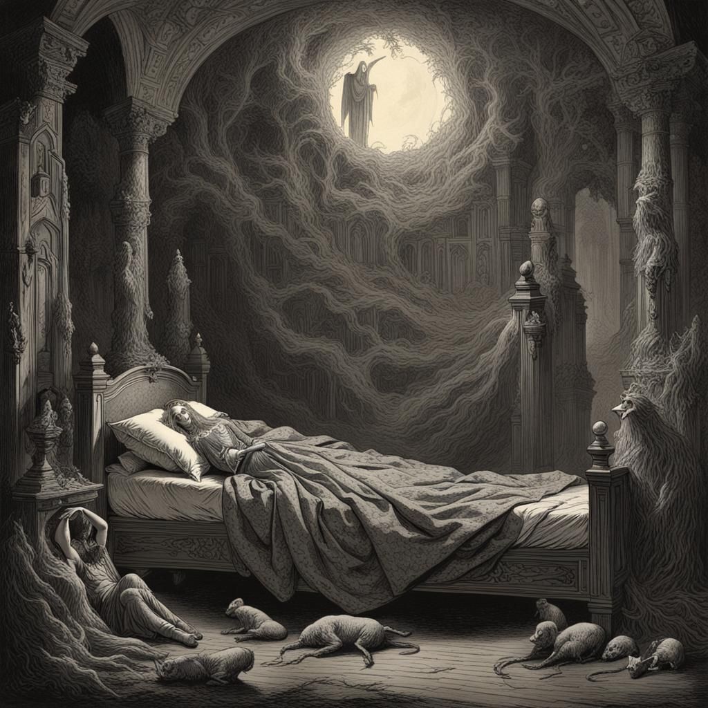 Sleeping Beauty Book Cover in Gothic Horror Style