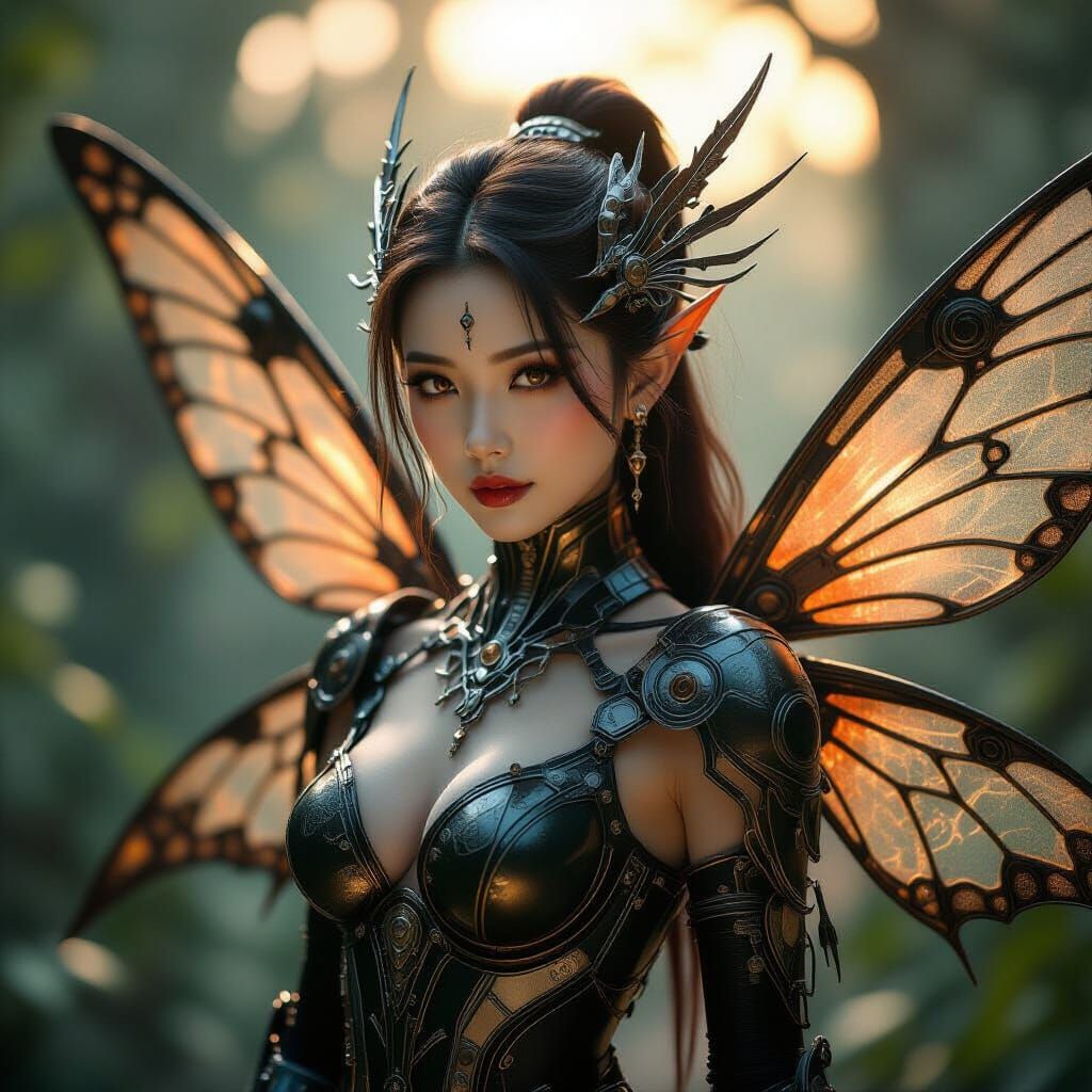 Biomechanical Fairy in Dark Fantasy Macro Photography