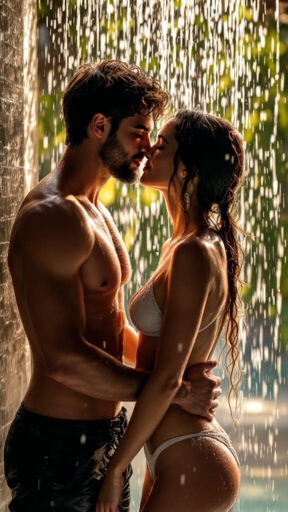 Romantic Shower Moment Captured in Maldives