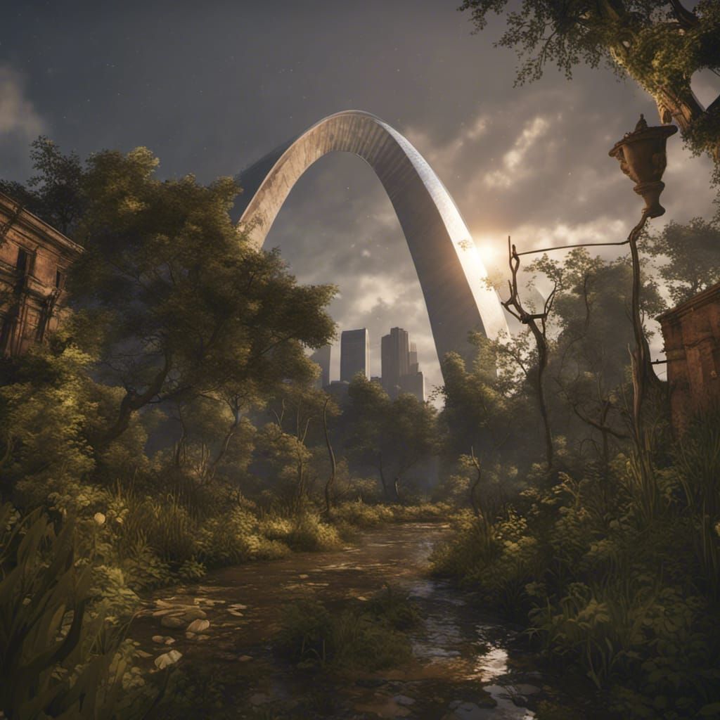 St. Louis Arch Under Dark Skies: 3D Render