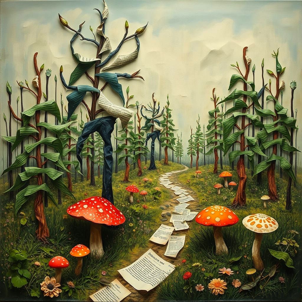 Surreal Paper Forest in Salvador Dali Style