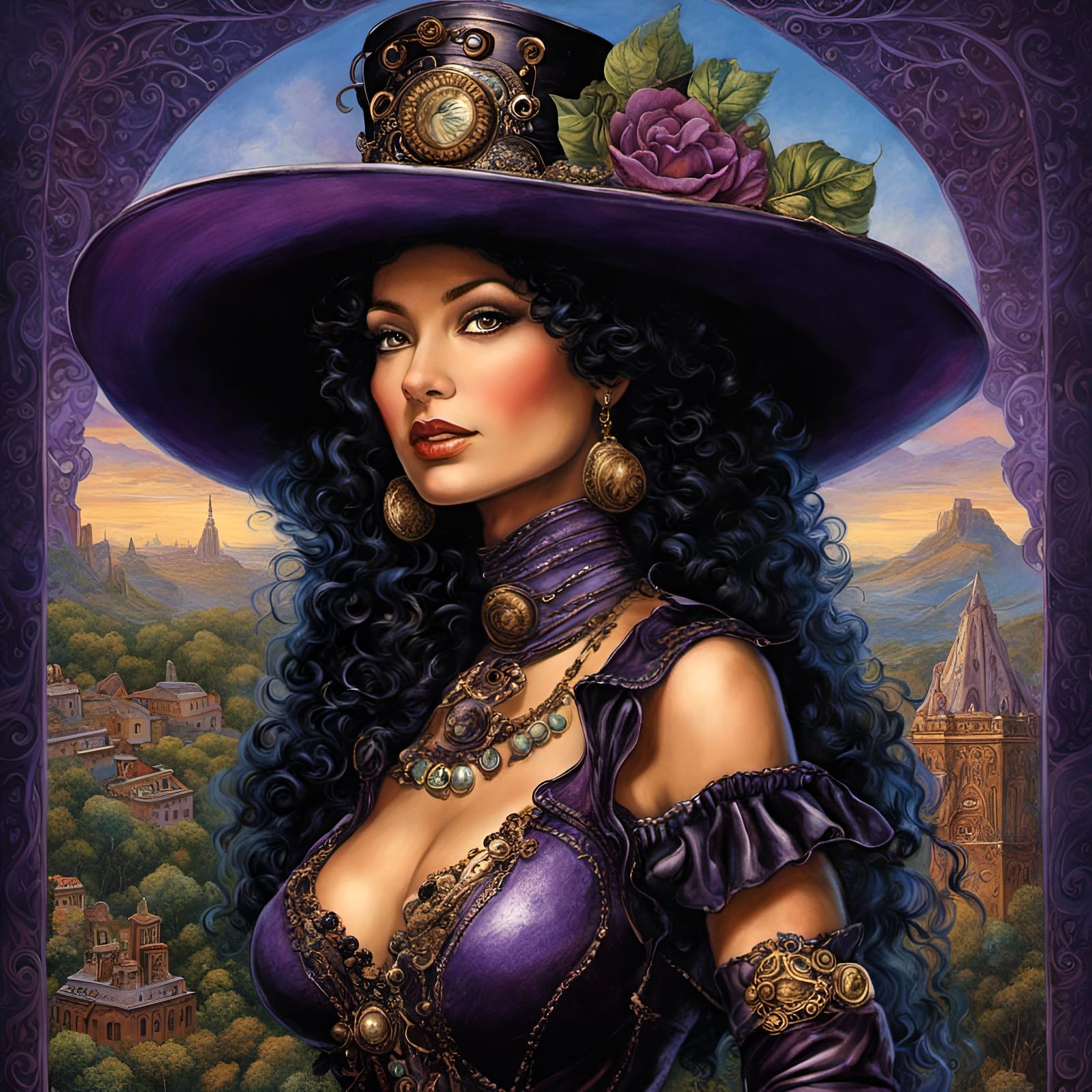 Steampunk Dancer in Purple: A Voluptuous Vision