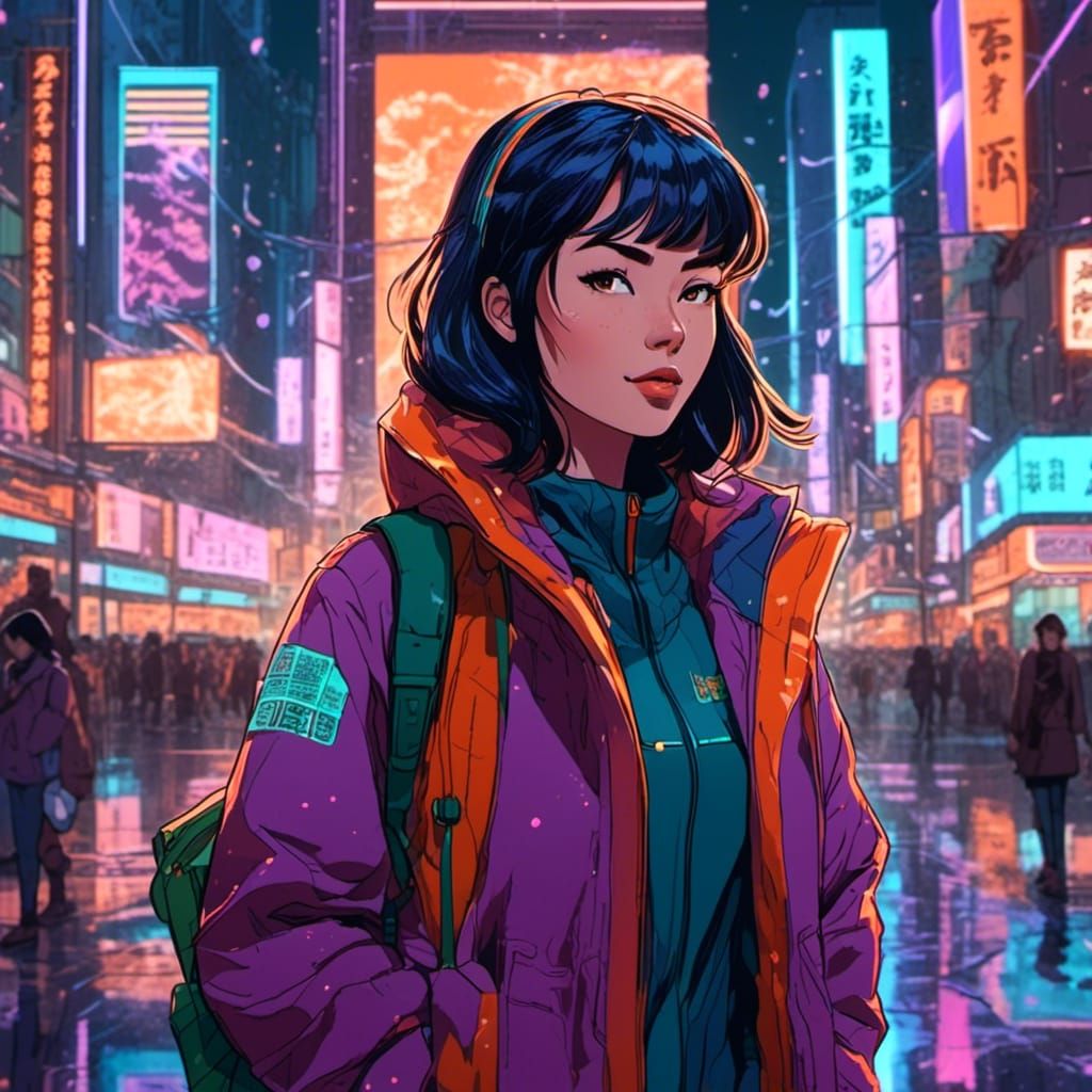 Neon Tokyo: Information Security Specialist in Cyberpunk Art