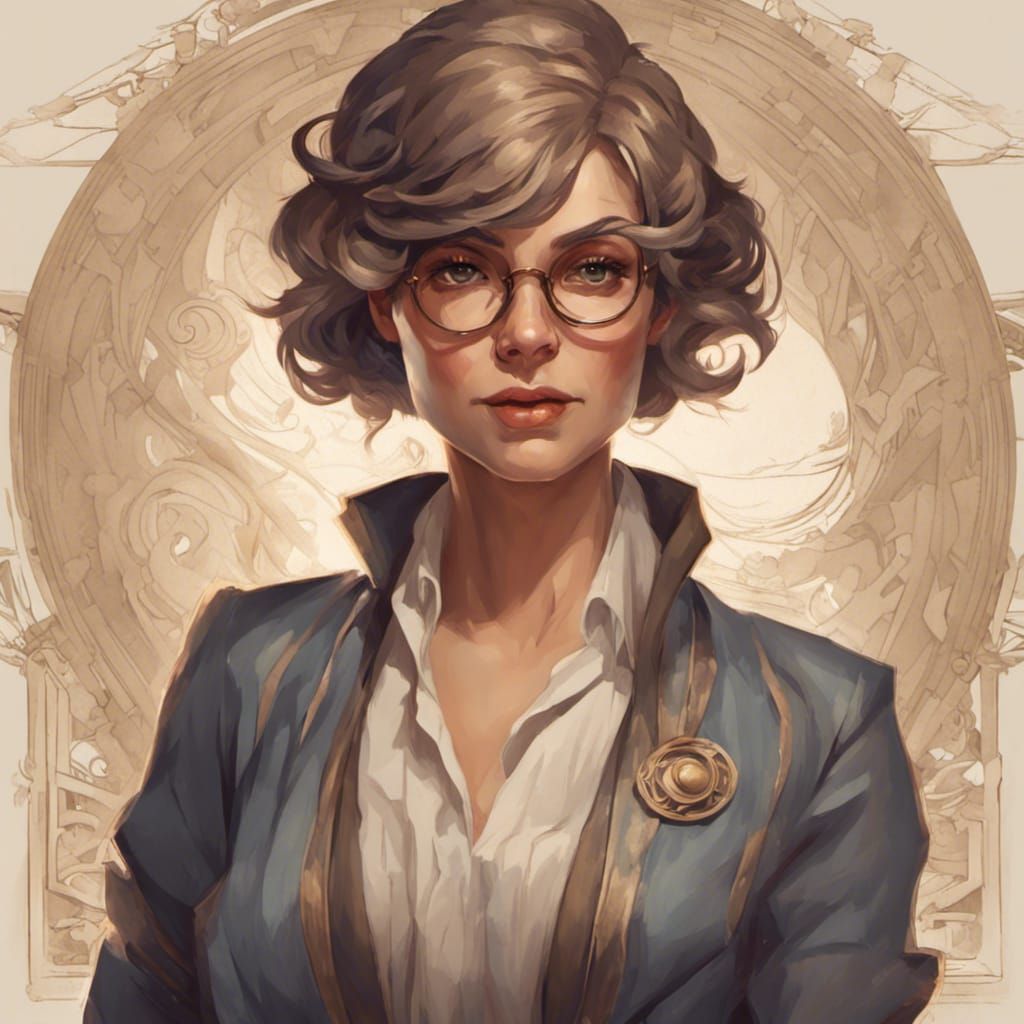 1920s Librarian Portrait in Art Nouveau Style
