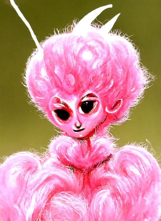 Pink Alien Humanoid with Fluffy Antennae
