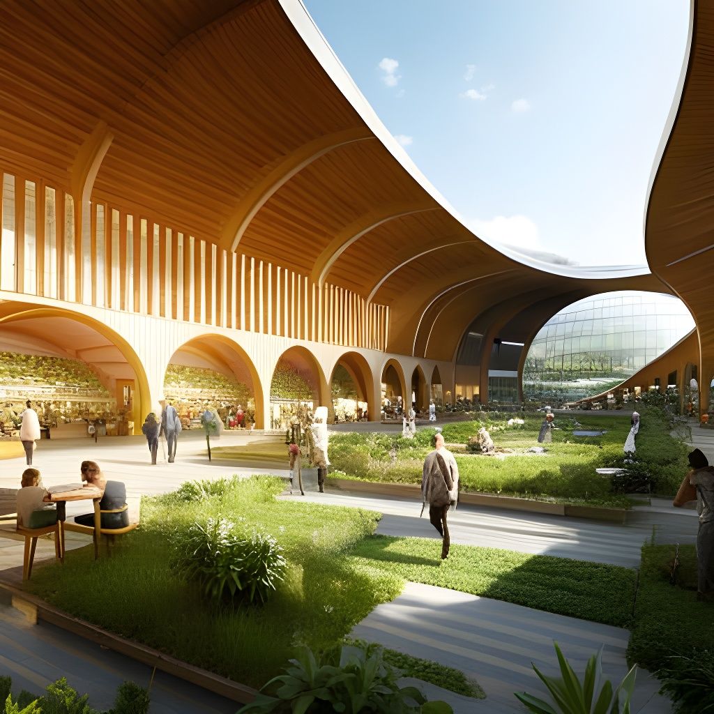 Futuristic Eco-Village Central Market View