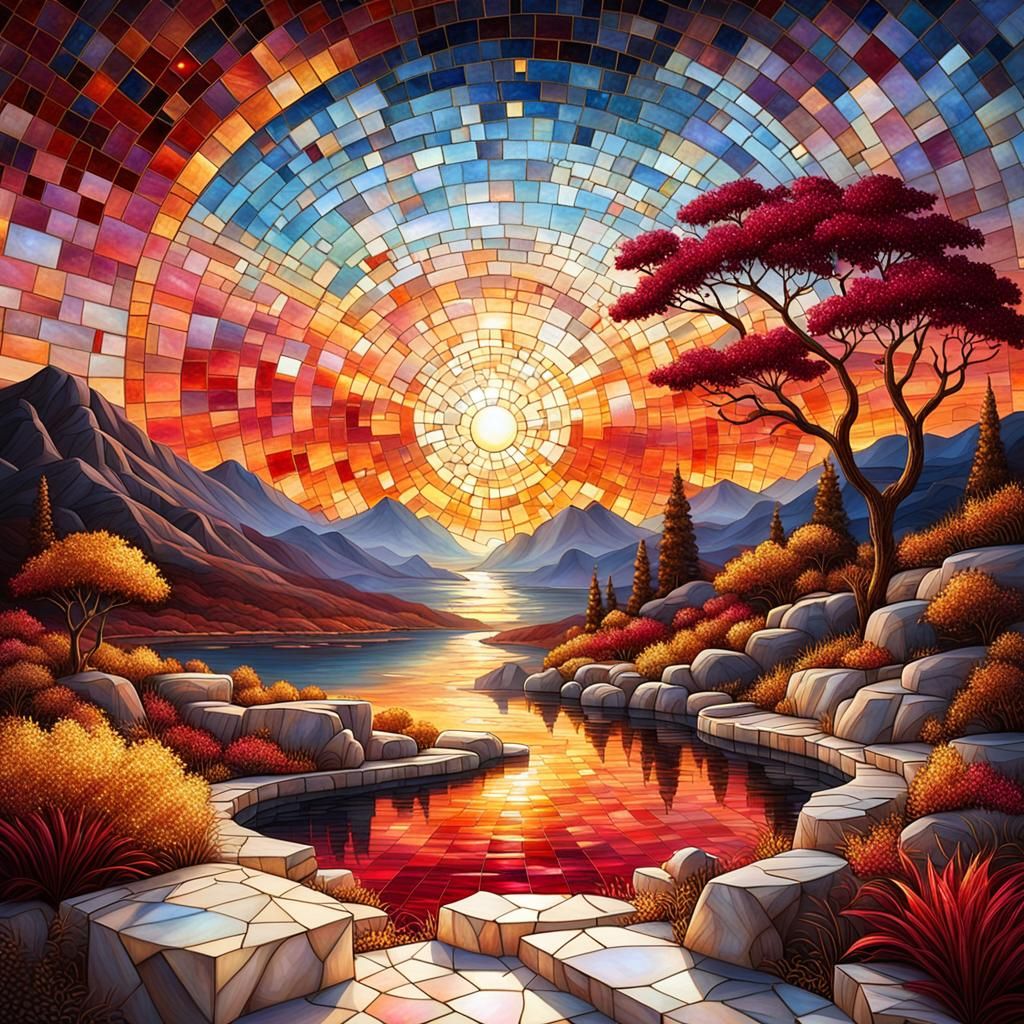 Sunset on a Gem-Studded Marble Landscape