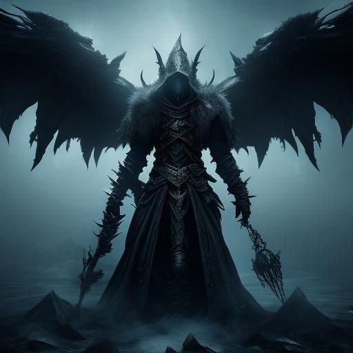 the transformation of one of the characters of Guardian Heroes into a lich with raven wings and an ice whip, light and d...