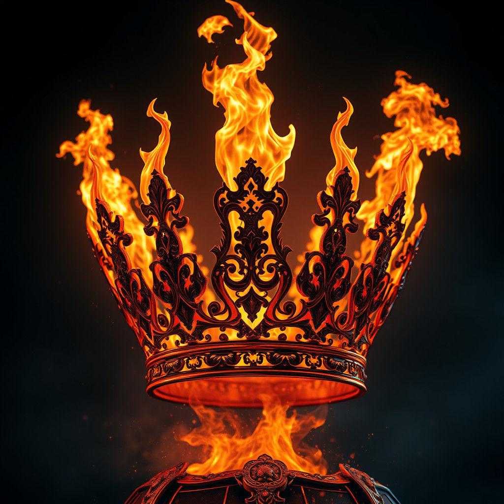 Fiery Crown in Hyperdetailed Digital Art Style