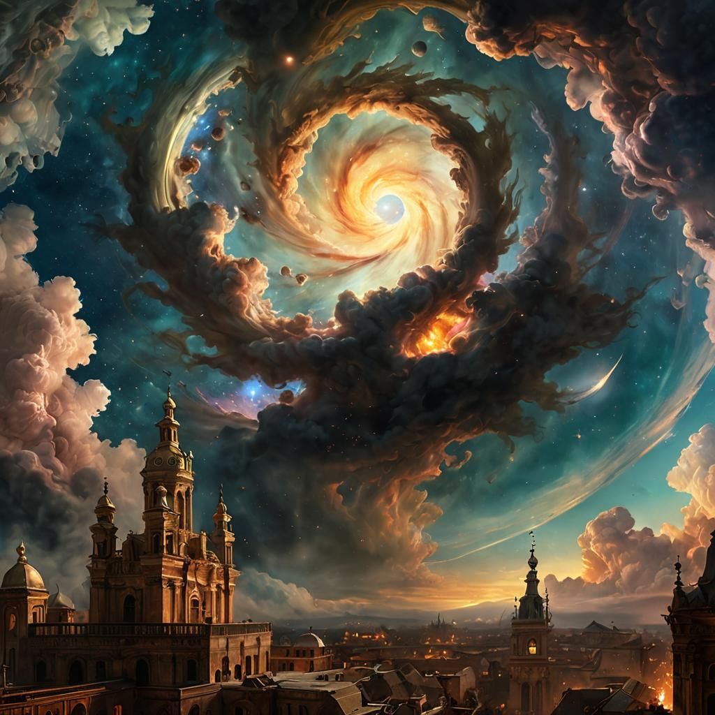 Hyperrealistic Elarian Cosmos with Ancient City