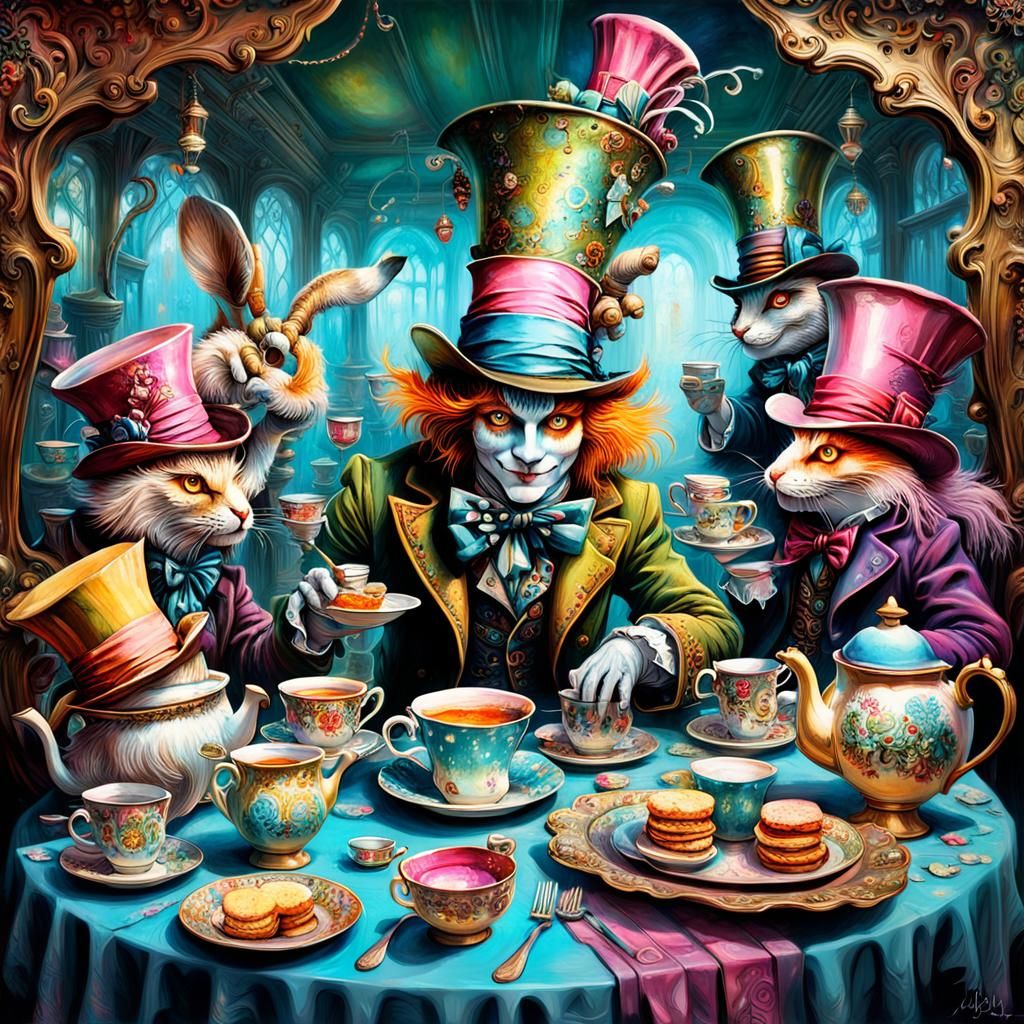 Fantastical Mad Hatter Tea Party in Maximalist Style