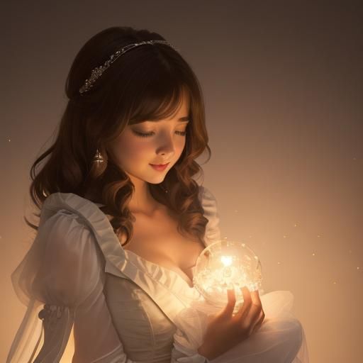 Lady in Glowing Gown with Soft Candlelight