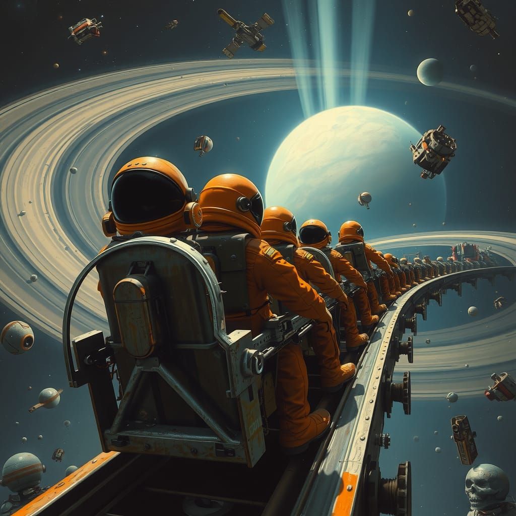 Space Suits on Saturn Roller Coaster: Dystopian Futurism