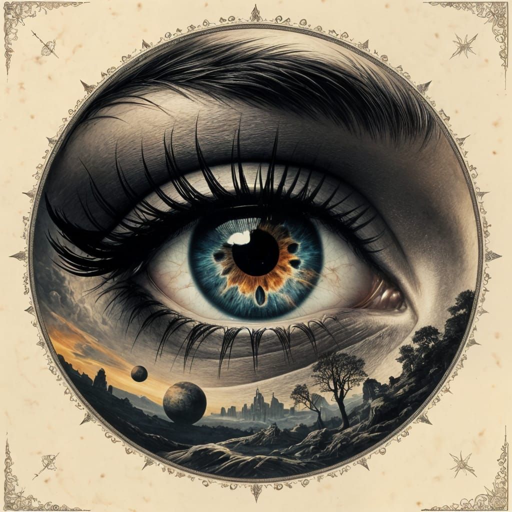 Hyperrealistic Eye Reflecting Cosmic Horror Nebula