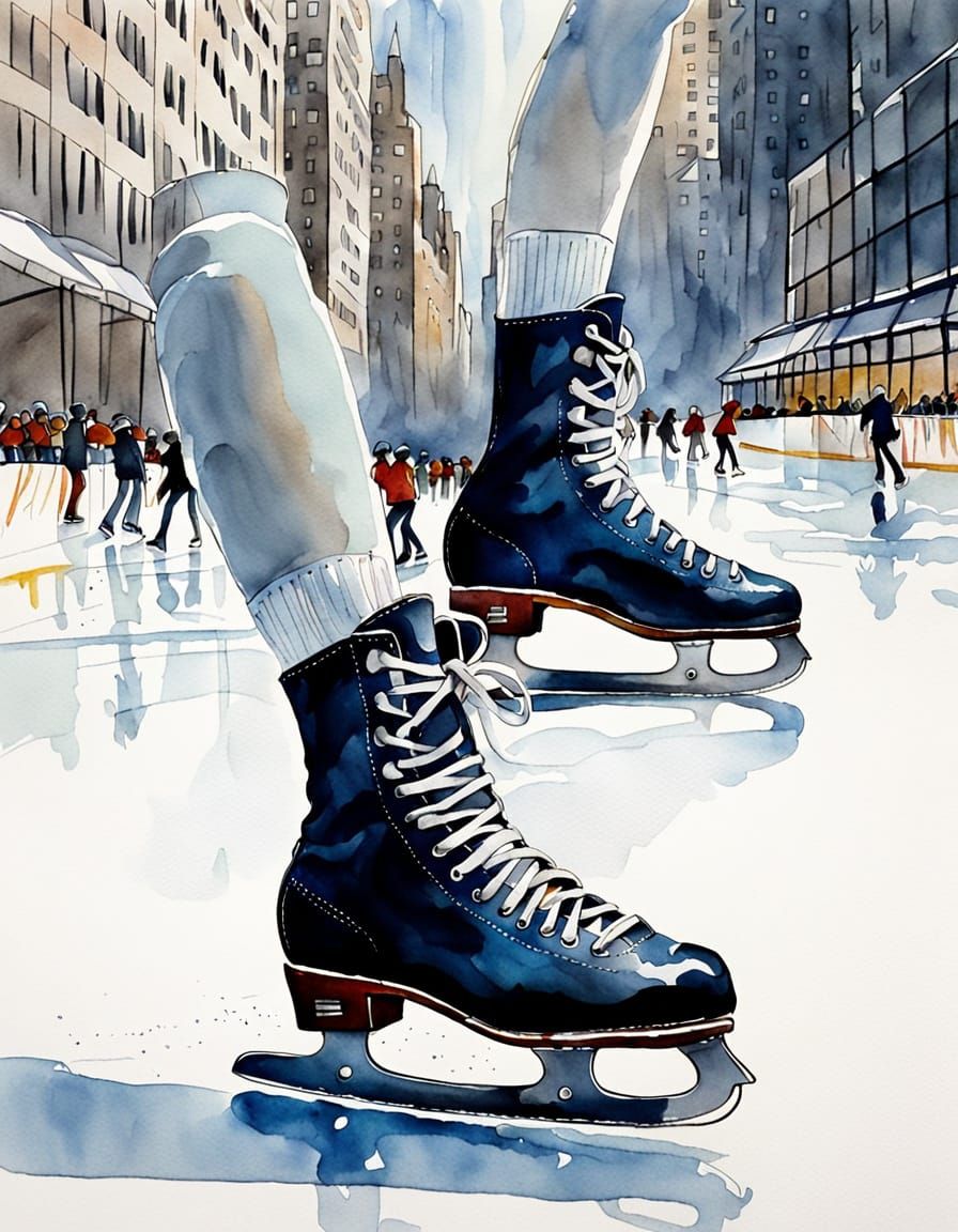 Whimsical Ice Skating Scene at Rockefeller Center in Waterco...