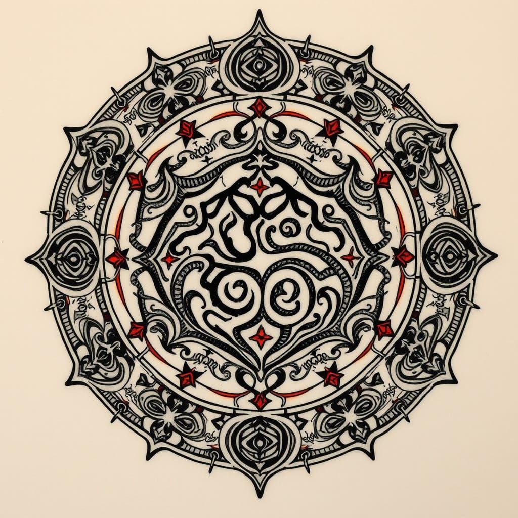 Detailed Tattoo Design with Ancient Symbols