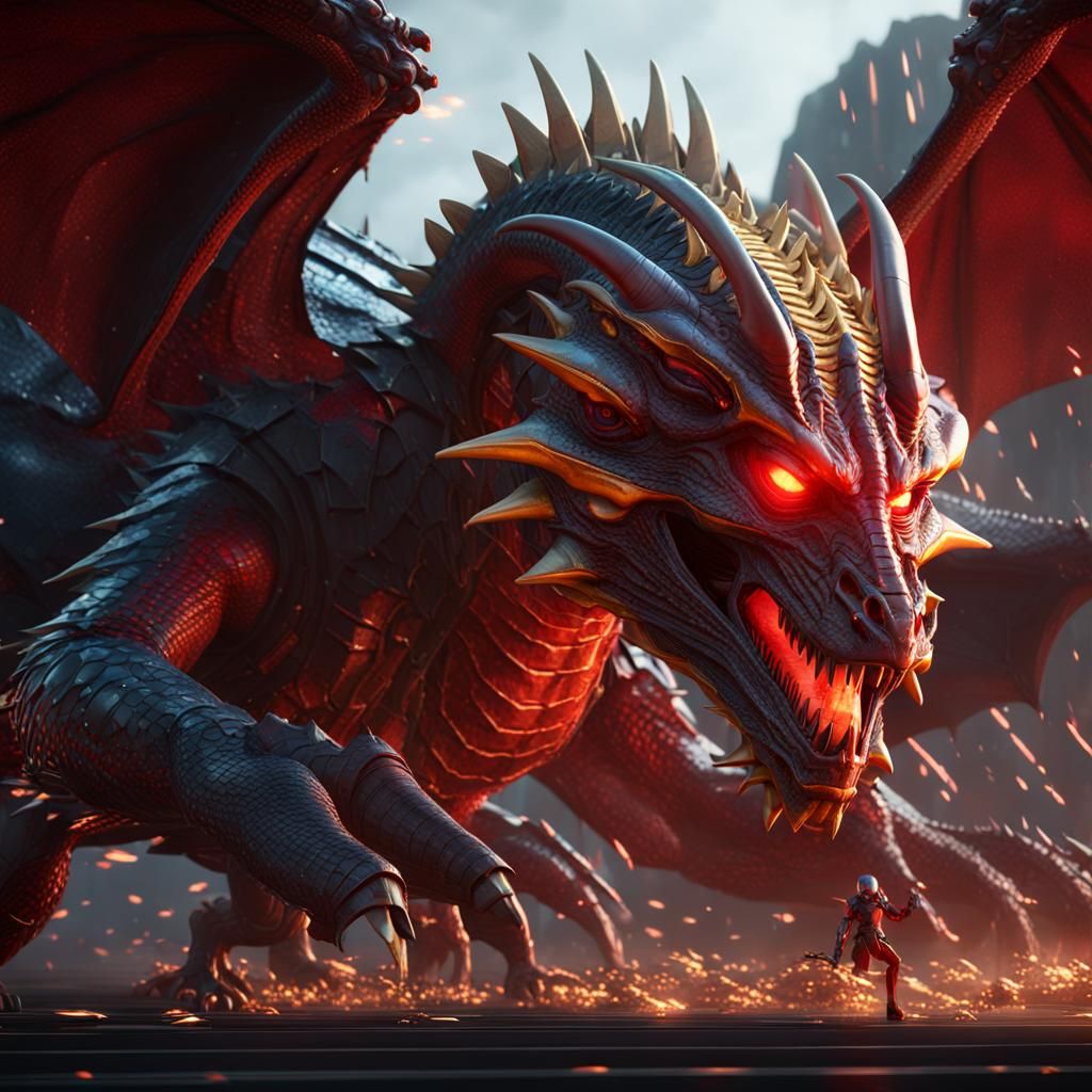 Golden Dragon Attacks Sith in Sci-Fi City