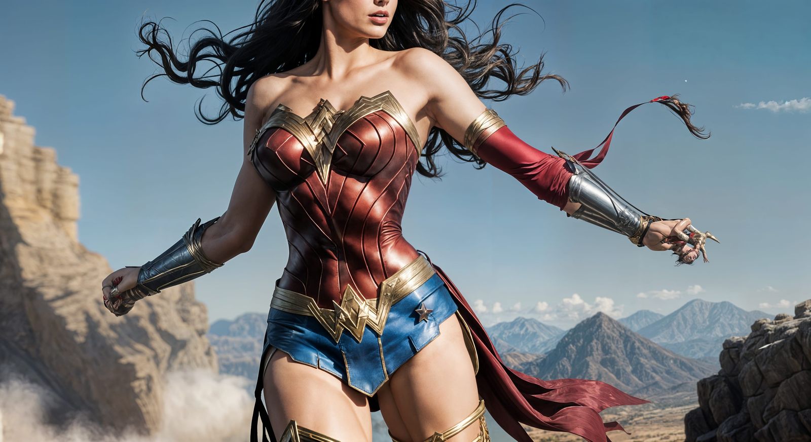 Wonder Woman with Flowing Hair and Golden Lasso