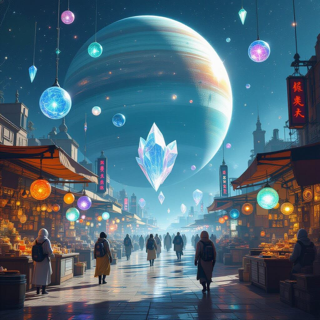 Zero-Gravity Alien Bazaar Orbiting a Gas Giant