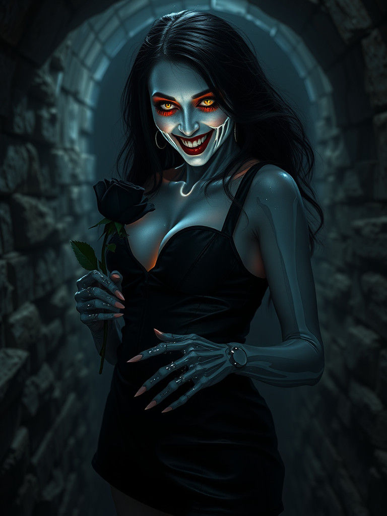 Surreal Holographic Horror in Dark Cyberpunk Style