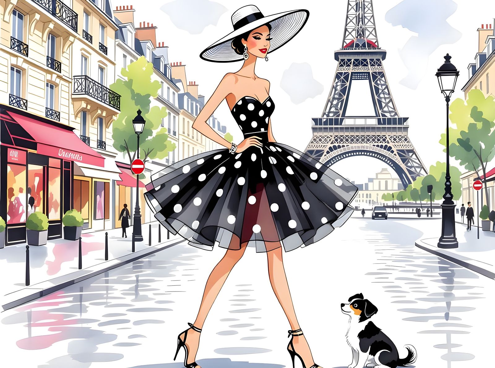 Parisian Fashion Illustration in 1950s Style