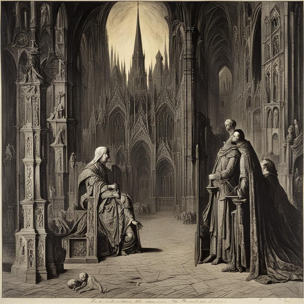 Siegfried and Kriemhild Cathedral Meeting, Surreal Art