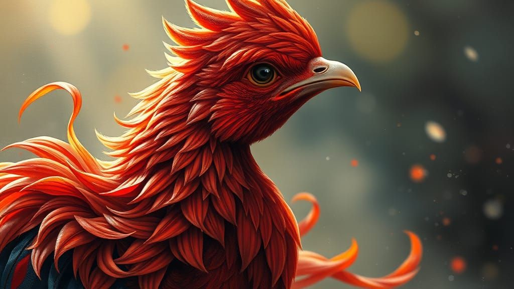 Colorful Manga-Inspired Girl with Dragon and Hearts, Texture...