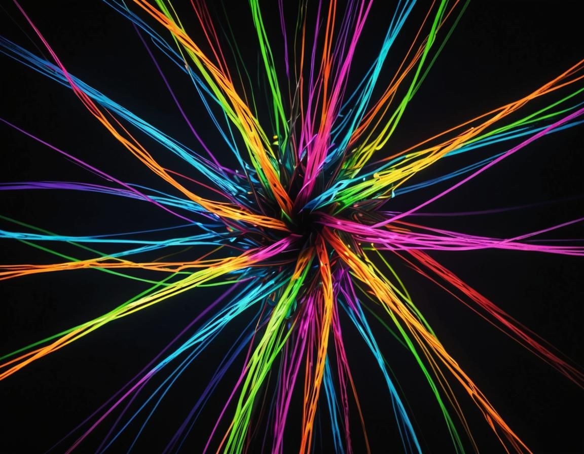 Rainbow Light Trails in Digital Art Style