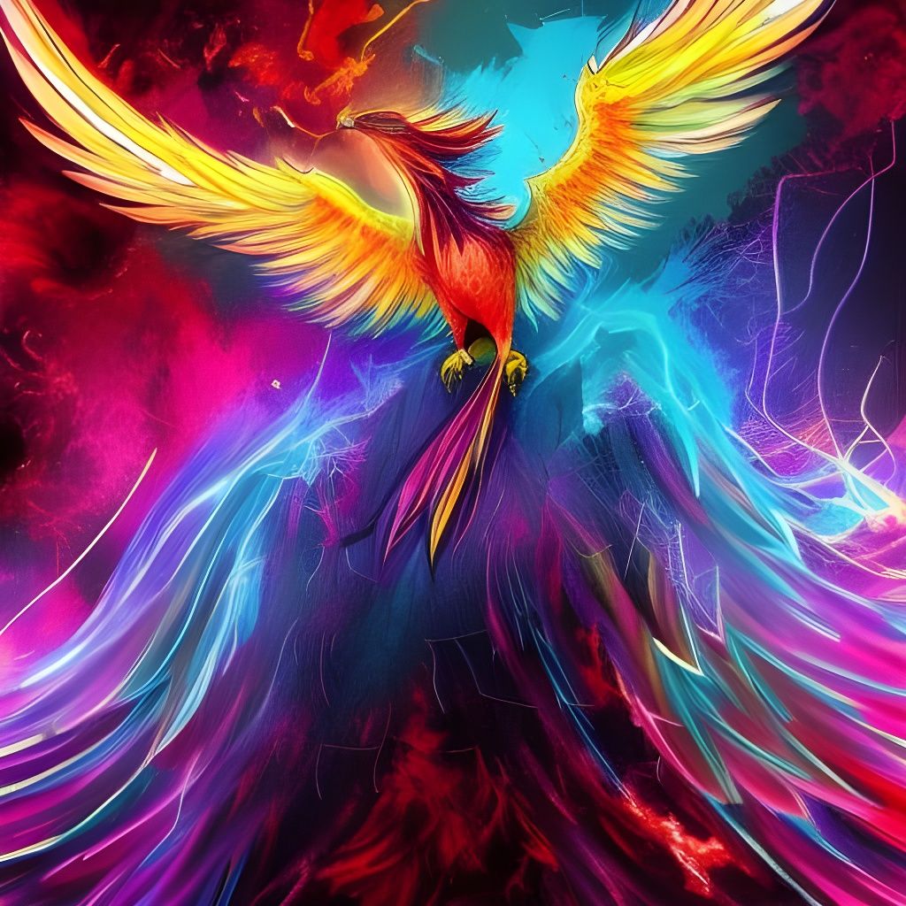 Fiery Phoenix Digital Illustration