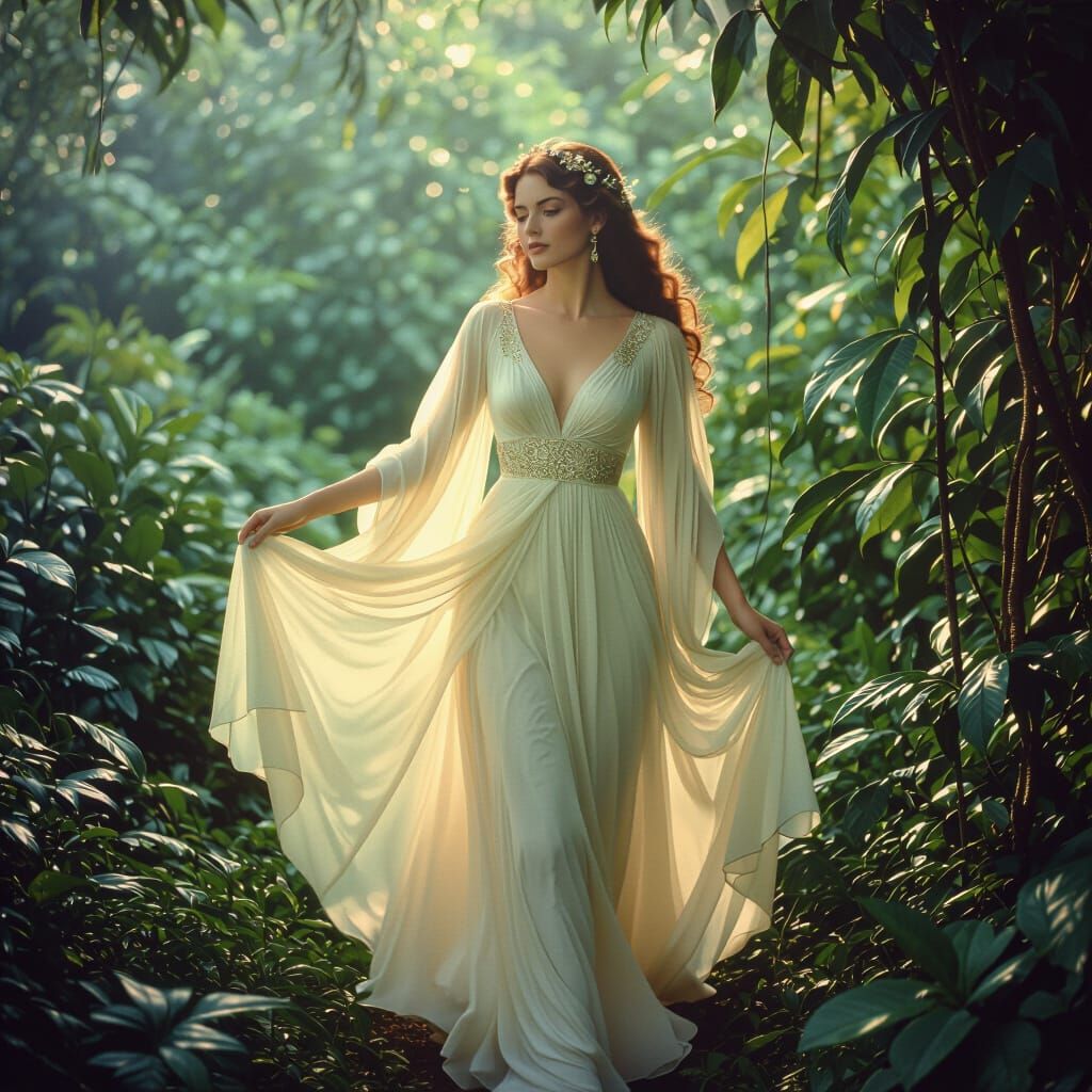 Faerie Goddess in 1940s Style Color Photo