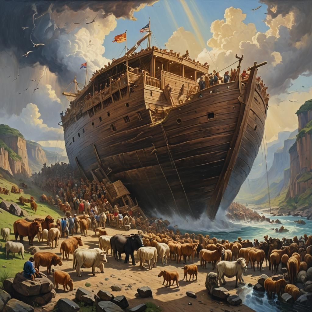 Noah's Ark Painting in Realism Style