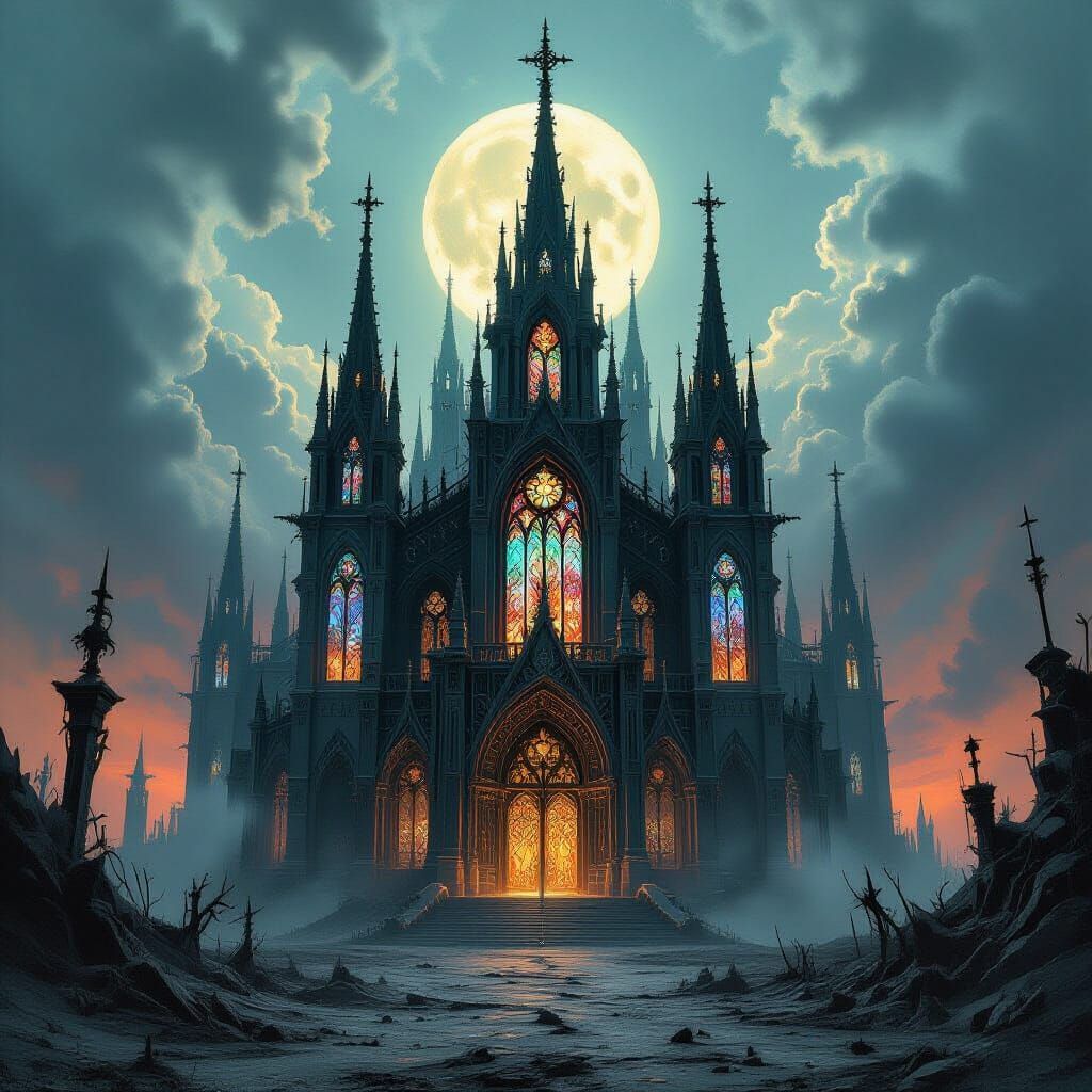 Gothic Metal Cathedral in Desolate Wasteland